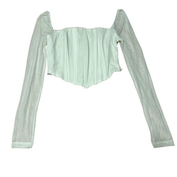 Elegant Off-White Lace Corset and Sheer corset long Sleeves bundle - Picture 2 of 10